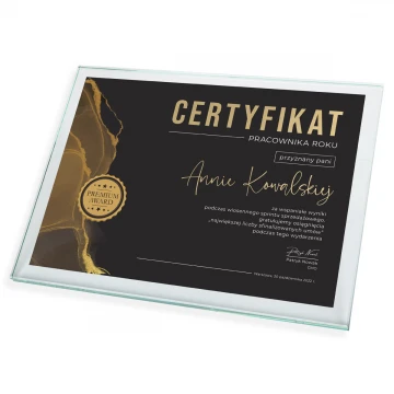 Glass Certificate - Employee of the Year - Horizontal - Colorful UV Print - DUV070