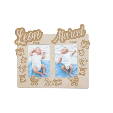 Wooden frame with duo engraving for twin photos - RAM008