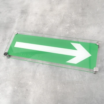 Evacuation Route - Plexi Safety Sign with Braille Lettering - Size 350x120mm - TAB522