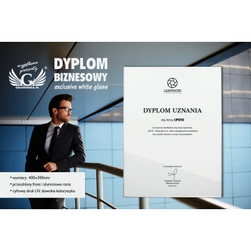 Exclusive White Glass Business Diploma - dimensions: 400x300mm - DUV033