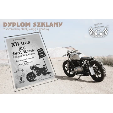 GLASS DIPLOMA - for motorcycle club - DSZ018 - vertical