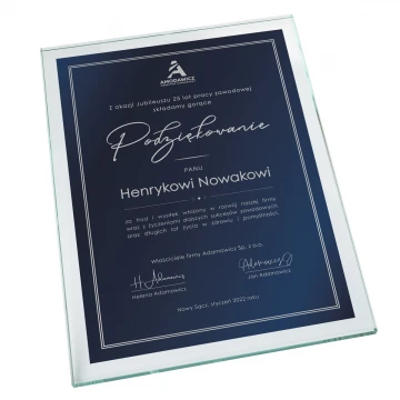 Glass Diploma - Thank You - Vertical - Colorful UV Print - DUV068