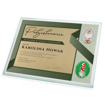 Glass Diploma - Appreciation for Service in the Border Guard - Horizontal - Colorful UV Print - DUV071