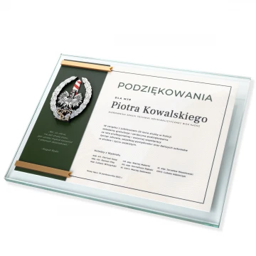 Glass Diploma - Appreciation for Work in the Border Guard - Horizontal - Colorful UV Print - DUV073