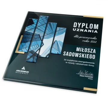 Glass Diploma - Employee of the Year - Square - Colorful UV Print - DUV083