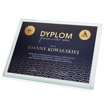 Glass Diploma - Employee of the Year - Horizontal - Colorful UV Print - DUV076
