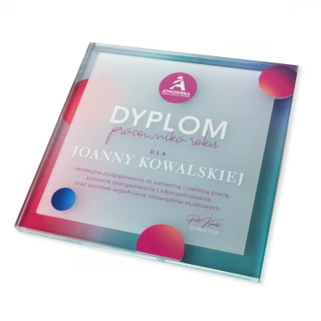 Glass Diploma - Employee of the Year - Square - Colorful UV Print - DUV094