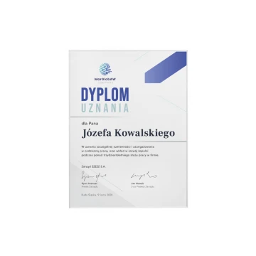 Exclusive White Glass Recognition Diploma - dimensions: 300x400mm - DUV067