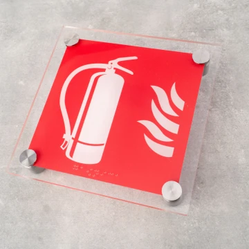 Fire extinguisher - PPOŻ sign made of plexi with Braille script - size 150x150mm - TAB524