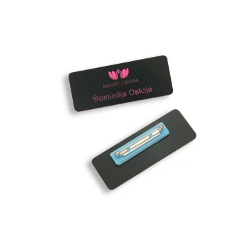 NEO Employee Badge - Black with Pink Engraving - 69x27mm - Rounded Corners - ID028