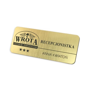 Employee ID Badge - Gold with Black Engraving - 70x30mm - Rounded Corners - ID027