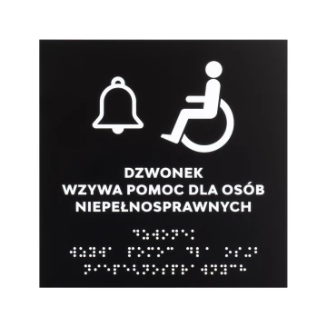 Assistance for Disabled People - Matte Black Acrylic Sign - Size 150x150mm - TAB575