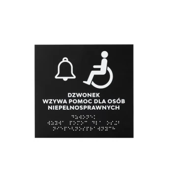 Assistance for the Disabled - Braille Signage - Matte Black Acrylic - Size 180x170mm - DARK - TAB425