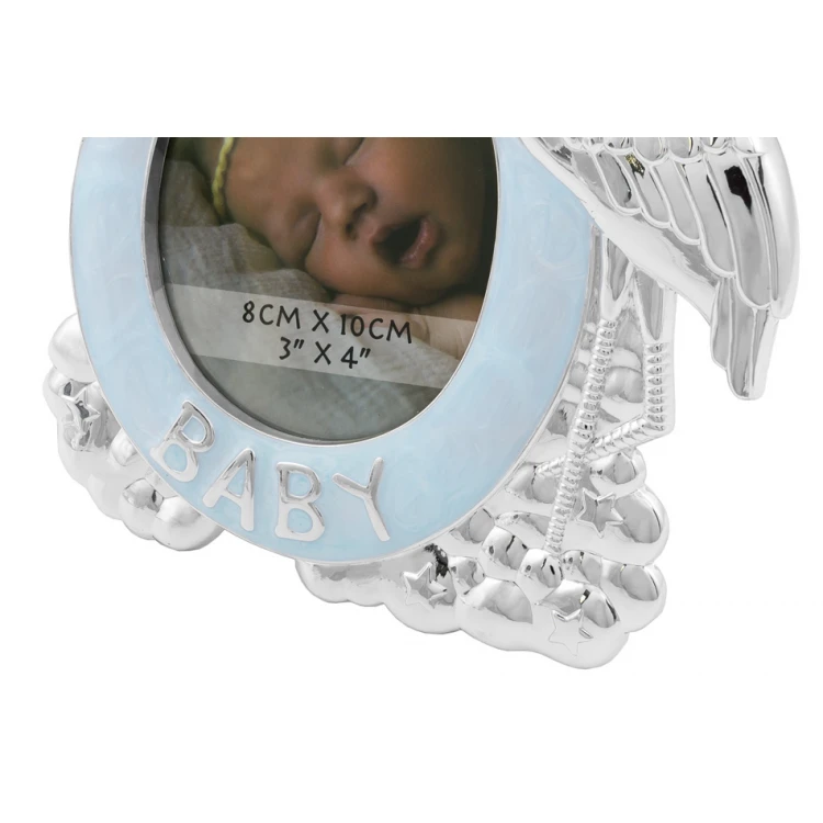 Blue Mother-of-Pearl Frame for Baby Picture - Stork - RAM005