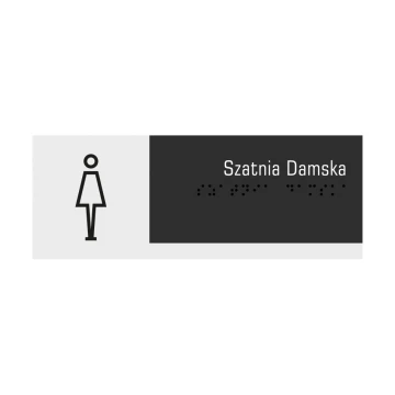 Women's cloakroom - Braille lettering plaque for door or wall - frosted plexi and black ADA size 200x75mm - TAB282