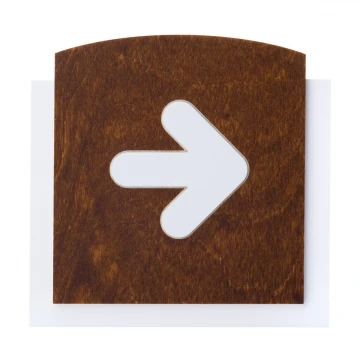 Wooden plaque with embossed pictogram - RIGHT ARROW - dimensions: 120x118mm - TAB438
