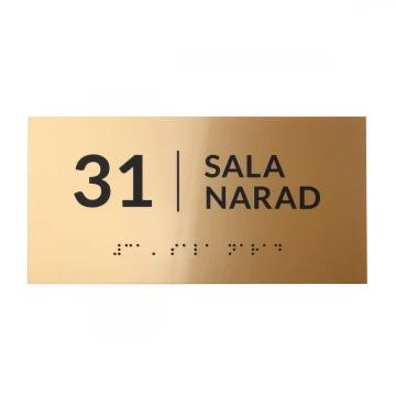 Braille Script Plaque - Gold Acrylic - Size 200x100mm - TAB493