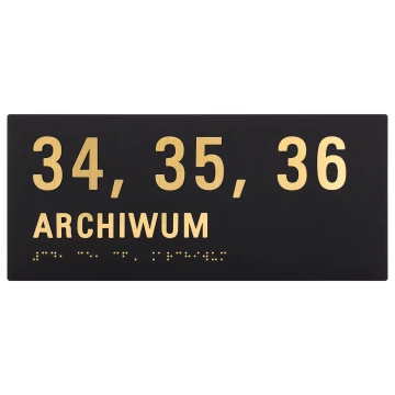 Archive plate with Braille and numbering - size 250x110mm - TAB601