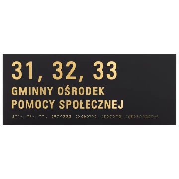 Braille and numbering plaque - dimensions 340x110mm - TAB605