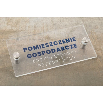Plexiglass plaque with numbering and Braille lettering - size 160x75mm - TAB428