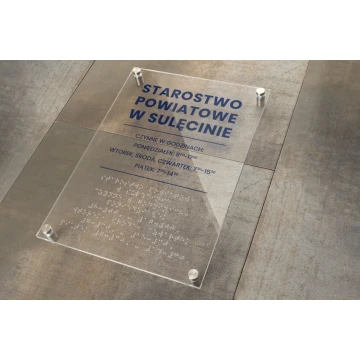 Plexiglass Plaque with Custom Text and Braille Script - size 210x297mm (A4) - TAB430