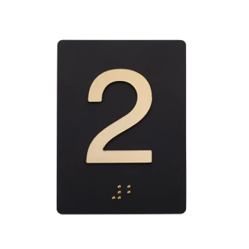 Plaque with raised numbering and Braille lettering - matte black acrylic - size 50x68mm - TAB537