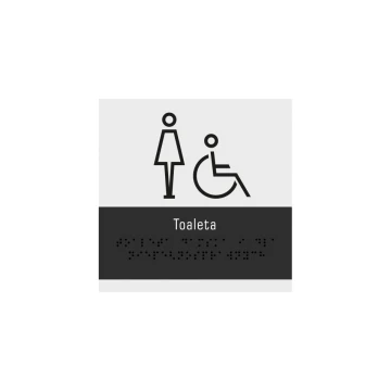 Women's and Disabled Toilet Sign - Braille Lettering - Size 160x160mm - Frosted Acrylic and ADA - NORD - TAB329