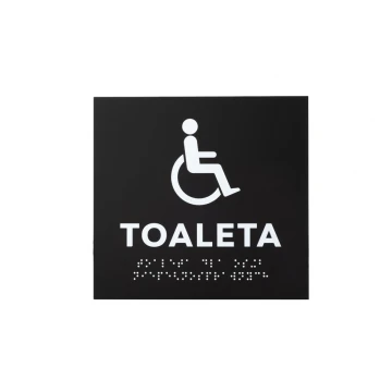 Toilet for the Disabled - Braille Signage - Matte Black Acrylic - Size 180x170mm - DARK - TAB426