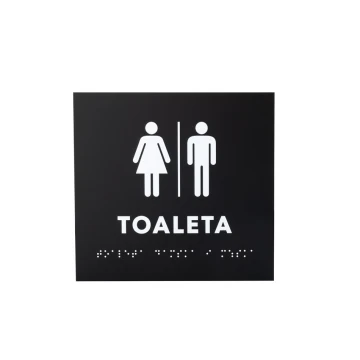 Coeducational Toilet - Braille Script Plaque - Matte Black Acrylic - Size 180x170mm - DARK - TAB392