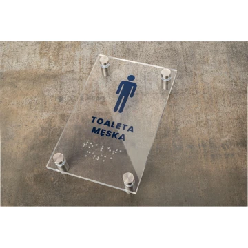 Men's Toilet - Plexi sign with Braille lettering on spacers - dimensions 100x160mm - TAB429