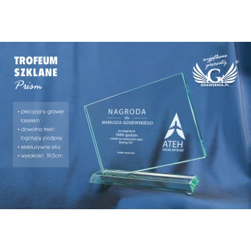 Glass Trophy - PRISM - Laser Engraved - TSZ052
