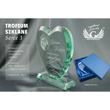 Glass Trophy in Case - HEART 3 - TSZ050