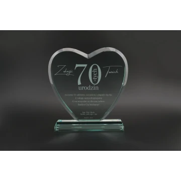 Glass Trophy in Case - HEART 3 - BIRTHDAY - TSZ095
