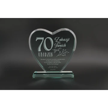 Glass Trophy in Case - HEART 3 - BIRTHDAY - TSZ094
