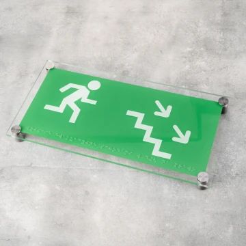 Emergency Exit - Plexi Safety Sign with Braille Lettering - Size 300x150mm - TAB523