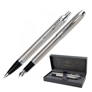 Parker IM Essential Stainless Steel CT Set - Fountain Pen and Ballpoint Pen - PAR213-DUO-PRO